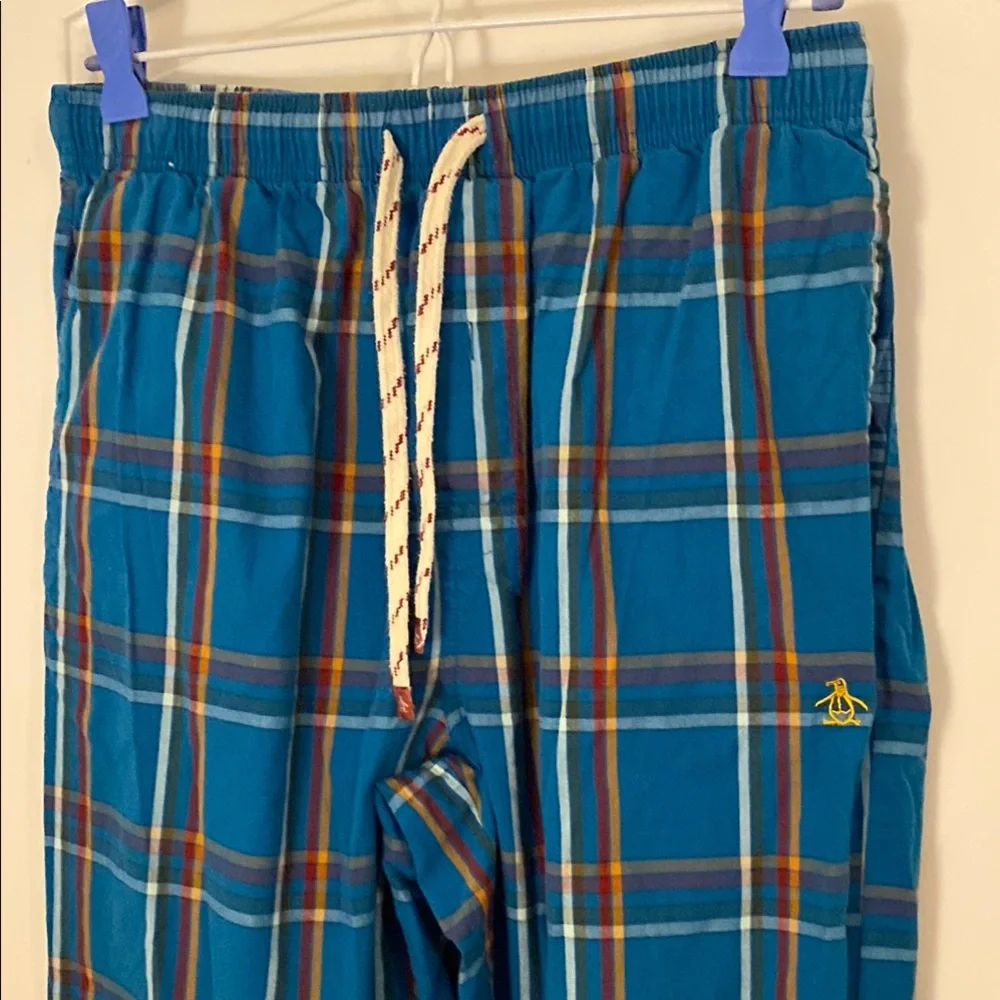 Original Penguin Blue Plaid Lounge/Pajama Pants Size Small 100% Cotton